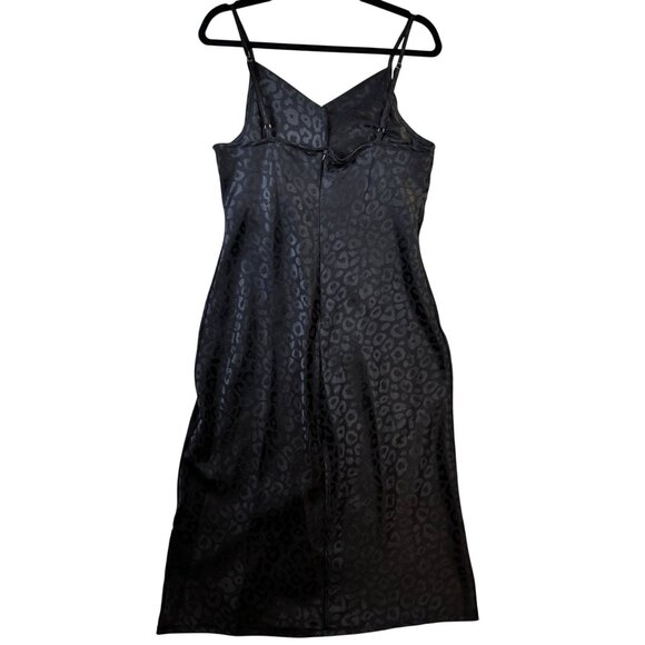 Wanderlux Black Leopard Satin Slip Dress Sz L Coquette Elevated Whimsy Witchy - Picture 7 of 12